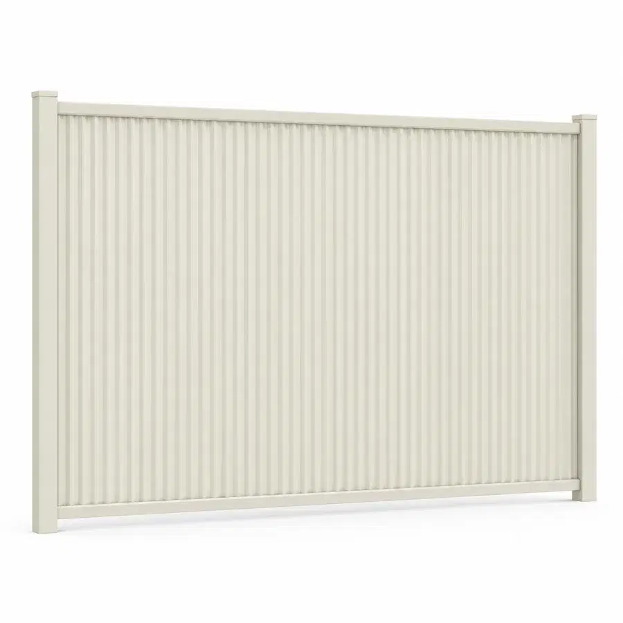 Mini-corrugated fence panel shown in Surfmist